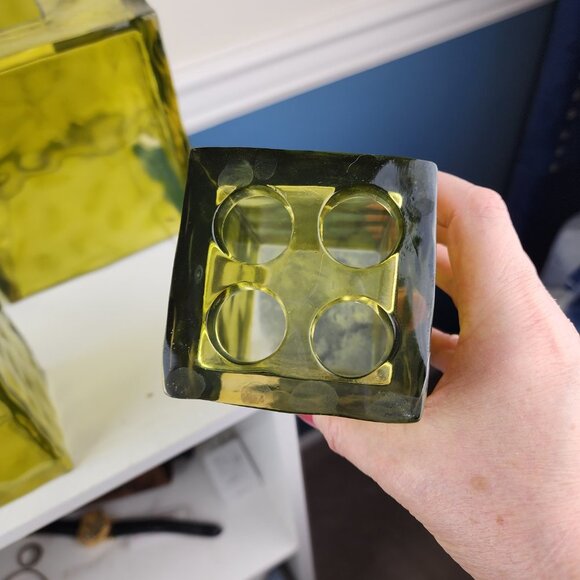 Ice Cubes Green Acrylic Bathroom Waste Basket Tissues Soap Dish Toothbrush Cup - Picture 2 of 10